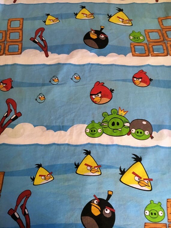 Angry Birds Twin Size Flat Sheet / Fabric