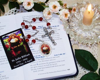 Unbreakable Catholic Chaplet of St. Julie Billiart (The Smiling Saint), Patron Saint Against Illness and Poverty - Handmade Heirloom Chaplet