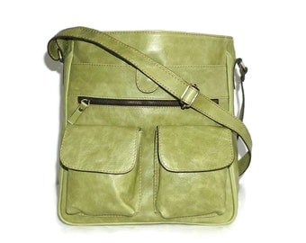 Apple Green Leather Messenger Bag, Leather Messenger, Ipad Messenger, Laptop Messenger, Crossbody Messenger, Leather Messenger Bag, Iris!