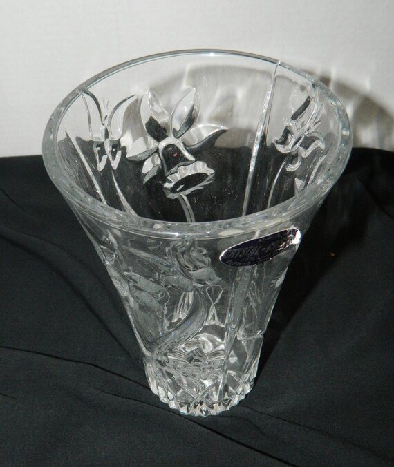 Genuine 24 Lead Crystal Vase by DePlomb Crystal USA Tulip