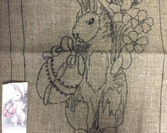Antique Postcard "Best Easter Wishes" Rug Hooking Pattern