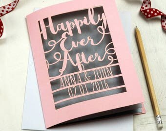 Personalised Laser Cut Papercut Wedding Happily Ever After Card, sku_happily_ever_after