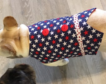 French Bulldog Patriotic Summer Vest in Red, White, and Blue
