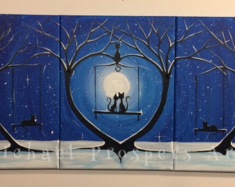 Cat Painting- What Can I See 85 - 9 x 12, acrylic on canvas, ready to hang, ORIGINAL by Michael H. Prosper