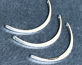 NEW 1 Smooth Sterling Silver Pendant - Curved Pendant Link or Charm Holder - 31mm Long C198