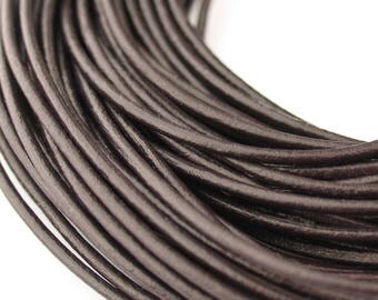 LRD0120130) 2.0mm Thistle Genuine Round Leather Cord. 1 meter, 3 meters, 5 meters, 10 meters, 21.3 meters. Length Available.