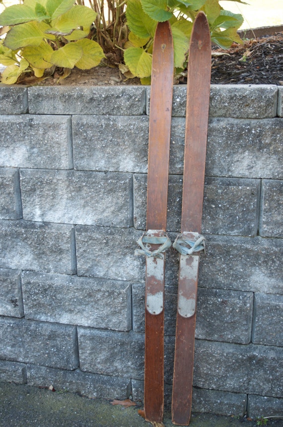 Antique Snow Skis Wood Skis skis skiing Christmas Decor