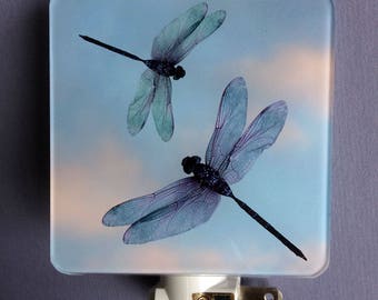 Dragonfly plug-in Night Light. Plug in electric mood light. Safety Nightlight, Bathroom, Nursery, Teens, Kids, Adult Decor. Unique lighting.