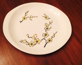 Vintage Dixie Dogwood by Marcrest Stetson Yellow Flower Vine Plate Serving Earthenware 1960s