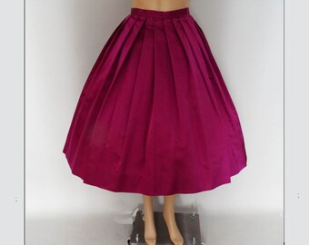 1950s Skirt | Raspberry Skirt | Satin Skirt | Fell Bass Skirt | Vintage 1950s Skirt | Designer Skirt |