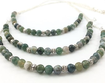 Moss Agate Necklace / Agate Necklace / Layered Necklace / Stone Necklace / Green Necklace / Moss Agate Jewelry / Agate Jewelry
