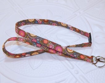 Breakaway Lanyard - ID Badge Lanyard - Key Lanyard - Badge Holder Lanyard - Flower Print