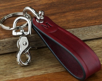 Personalized Keychain, Leather Keychain, Monogrammed Keychain, Boyfriend Gift, Girlfriend Gift, Shackle Keychain, Handcrafted Leather USA