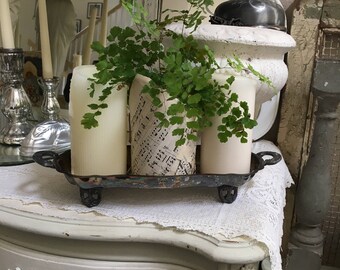 Vintage Silver Plated Beautiful Ornate Handle and Footed Serving Tray