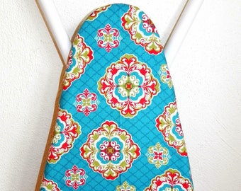 Ironing Board Cover - Turquoise blue, red, white and green floral Fabric