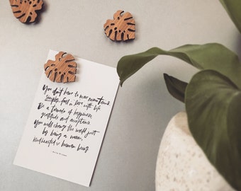 Set of THREE, FOUR or FIVE Monstera leaf magnets - Mothers Day - For mum - Laser cut fridge magnets - Tasmanian Blackwood Made in Australia
