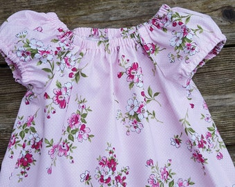 Girl's Infants Toddlers Light Pink Shabby Chic Floral Peasant Dress