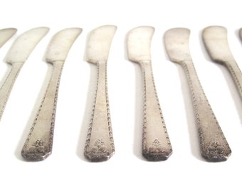 Silverplate Butter Spreaders Individual Flat Butter Knives, Oneida Bordeaux Prestige Plate