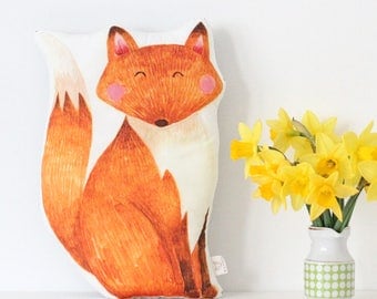 Fox Cushion Illustrated Fox Cushion Fox Pillow