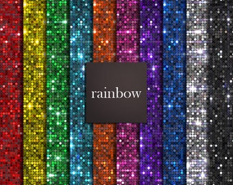 10 rainbow colored sequins digital papers,rainbow papers,rainbow glitter sequins, giant glitter sequins,rainbow backgrounds DIGITAL DOWNLOAD