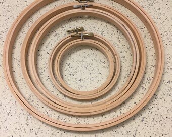 Wooden Embroidery Hoops Set of 5 - 9", 7", 6", 4", 3"