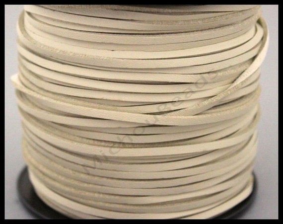 1 YARD Beige Faux LEATHER 3mm Flat Cord 3x1.5mm Reversible