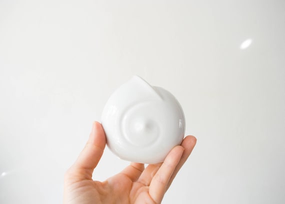1970s Modernist Glazed White Porcelain Snail Vase // Arzberg West Germany // Mini Vase