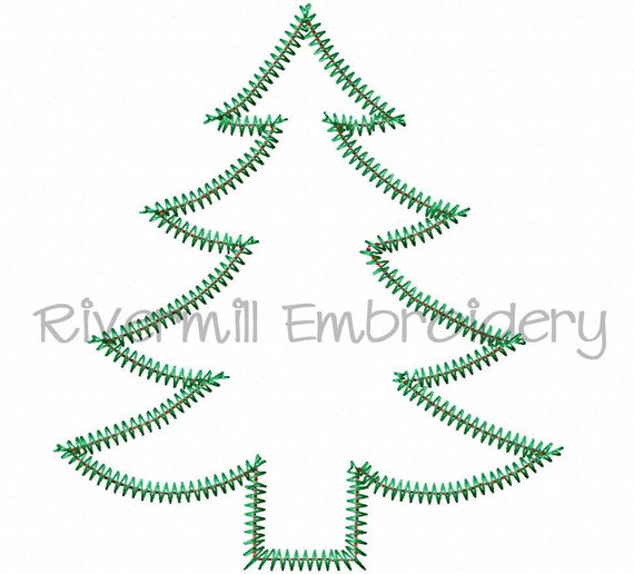 Christmas Tree Zig Zag Applique Machine Embroidery Design 4