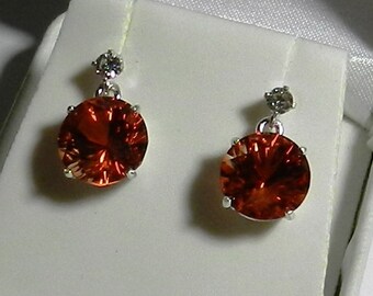 Oregon Sunstone and DIAMONDS, Dangle Earrings !