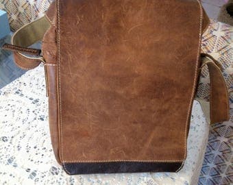Aunts & Uncles Leather Purse Sized Satchel or Tablet Carrier with Cross Body Adjustable Strap
