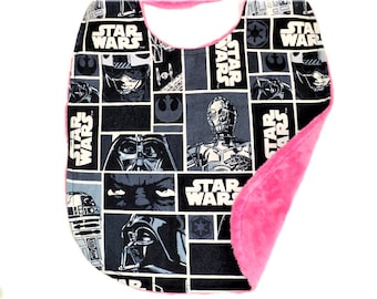 Star Wars Baby Bib, Newborn Bib Or Baby Toddler Bib, Baby Gift, Star Wars Baby Girl Baby Boy, Nerd, Minky, Geek Baby Gift, Made To Order