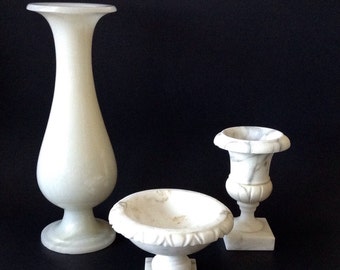 Vintage White Polished Marble Vase