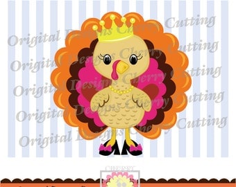Thananksgiving Princess Turkey,Thanksgiving turkey,Thanksgiving Silhouette & Cricut Cut Files DGCUTTH11 -Personal and Commercial Use