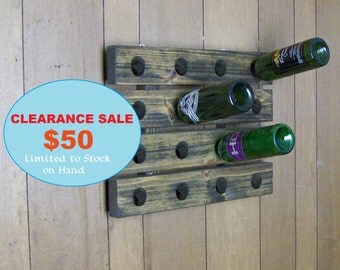 Wood Wine Rack Riddling Style Walnut Finish Wall Hanging Country Wine Decor