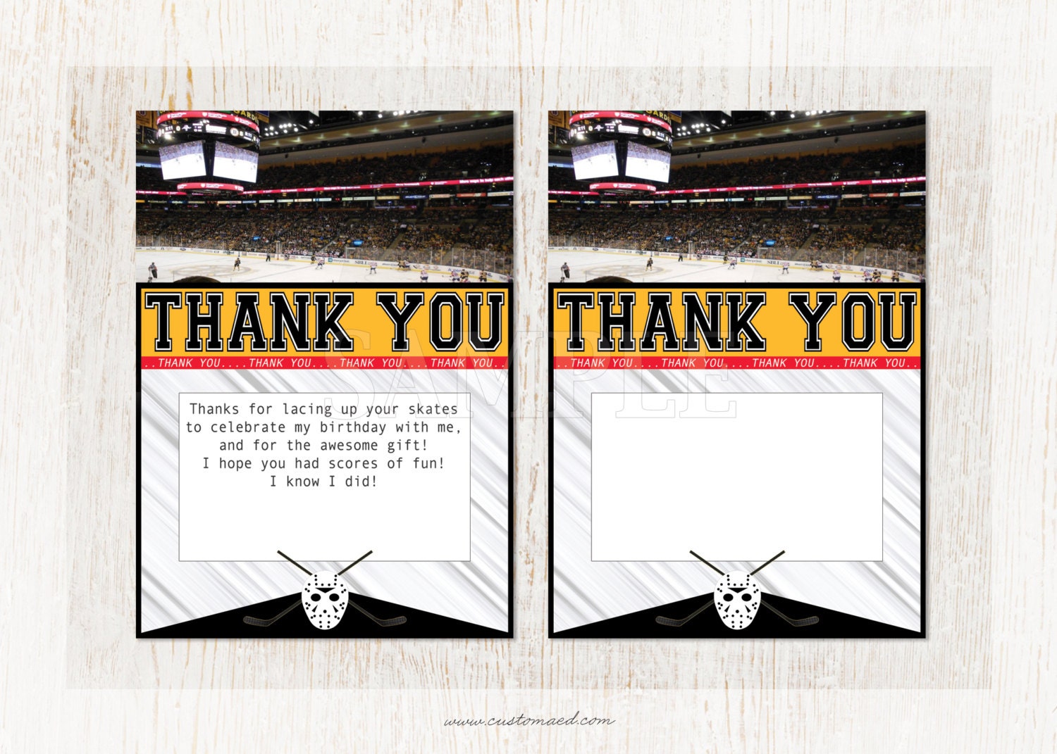 Hockey Thank You Card Hockey Printable Sports Thank You DIY