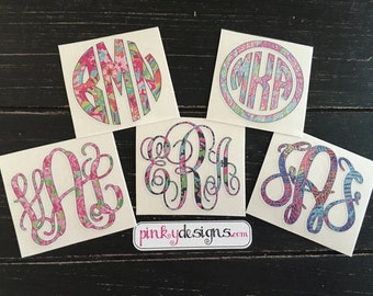 Lilly Pulitzer Inspired Keepsake Monogram Decal - Monogram Sticker - Car Decal - Laptop Sticker - Phone Sticker - Personalized Monogram