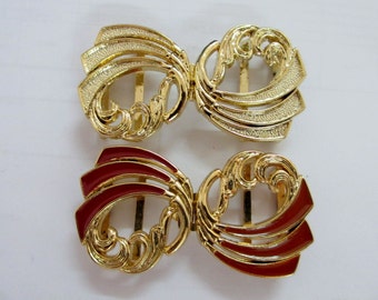 2 Vintage Unique Retro Metal Clasp Buckle Closure From 1970s - VB002