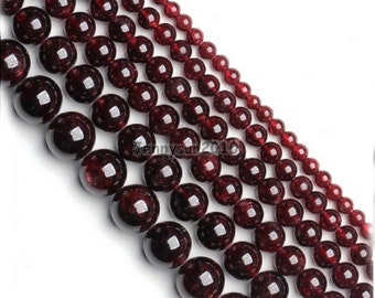 Natural Dark Red Garnet Gemstone Round Beads 16'' 2mm 3mm 4mm 6mm 8mm 10mm 12mm Spacer Beads Great For Jewelry Design