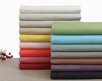 Solid Linen Cotton Fabric, Plain Cotton Linen Fabric Bundle - 1/2 yard