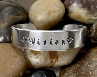 Cuff Bracelet Personalized - Hand Stamped Bracelet - Custom Metal Cuff - Bangle Bracelet Personalized