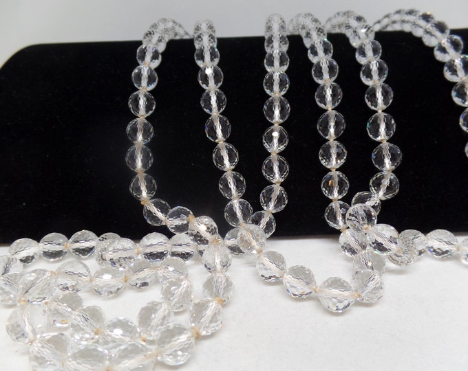 Gorgeous Vintage ART DECO Faceted Crystal Beaded Long Flapper Necklace