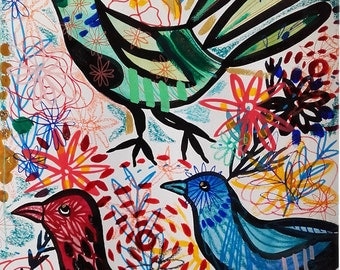 Love birds art birds drawing Pen and ink art Bird