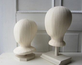ONE Canvas Fabric Mannequin Head Display & Handmade Wooden Stand - Hat Display - Headpiece Display - Adult or Child Size - Ready to Ship