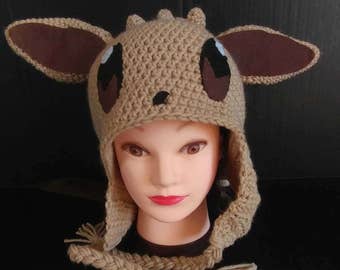 Eevee Hat, Cosplay Eevee, Cosplay Pokemon, Popular Eevee Hat, Crocheted Eevee Hat, Pokemon Hat, Eevee Beanie, Adult Hat, Teen Hat,