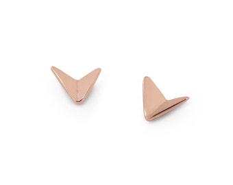 Rose gold studs, minimalist rose gold stud earrings, rose gold airplane earrings, Paper Planes studs, geometric earrings, arrow earrings