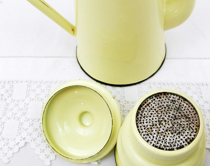 Antique French Pale Buttercup Yellow Enamelware Cafetière Excellent Condition, Coffee Pot, French Country Decor, Retro, Vintage, Home