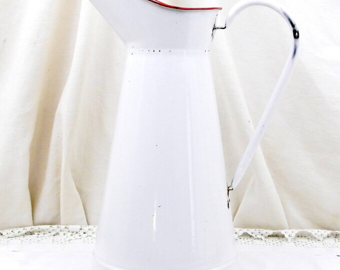Large Antique French Chippy White Enamelware Water Pitcher, Shabby Chic, French Country Decor, Retro Home Interior, Jug, Vase, Chateau Chic Large Antique French Chippy White Enamelware Water Pitcher, Shabby Chic, French Country Decor, Retro Home Interior, Jug, Vase, Chateau Chic