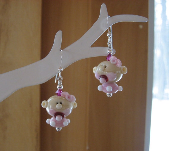 Items similar to Baby Girl Earrings, Baby Earrings, Baby Pacifier, Twin