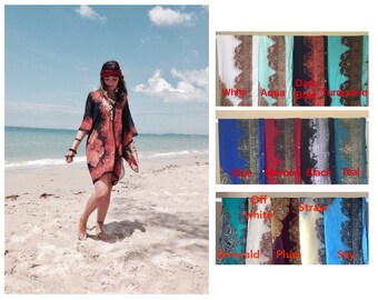 BOHO KAFTAN three ways - bohemian kaftan, Boho dress, beach COVERUP, boho top, Gypsie top, hippie top, fashion top