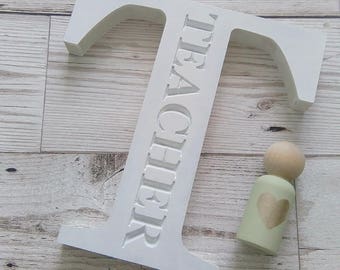 Teachers Gift, Freestanding Engraved Letter, Personalised Gift, Freestanding Shelfie 20cm, Gift for Teacher